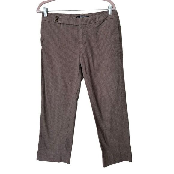 Gap Brown Gray Houndstooth Stretch Flat Front Straight Leg Cropped Pants Size 8 - Picture 1 of 9